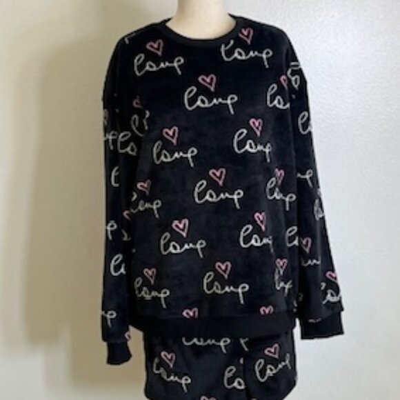 Free Haven Black Velour Love Shorts & Sweatshirt 2 Piece Women’s 3XL - Picture 1 of 10